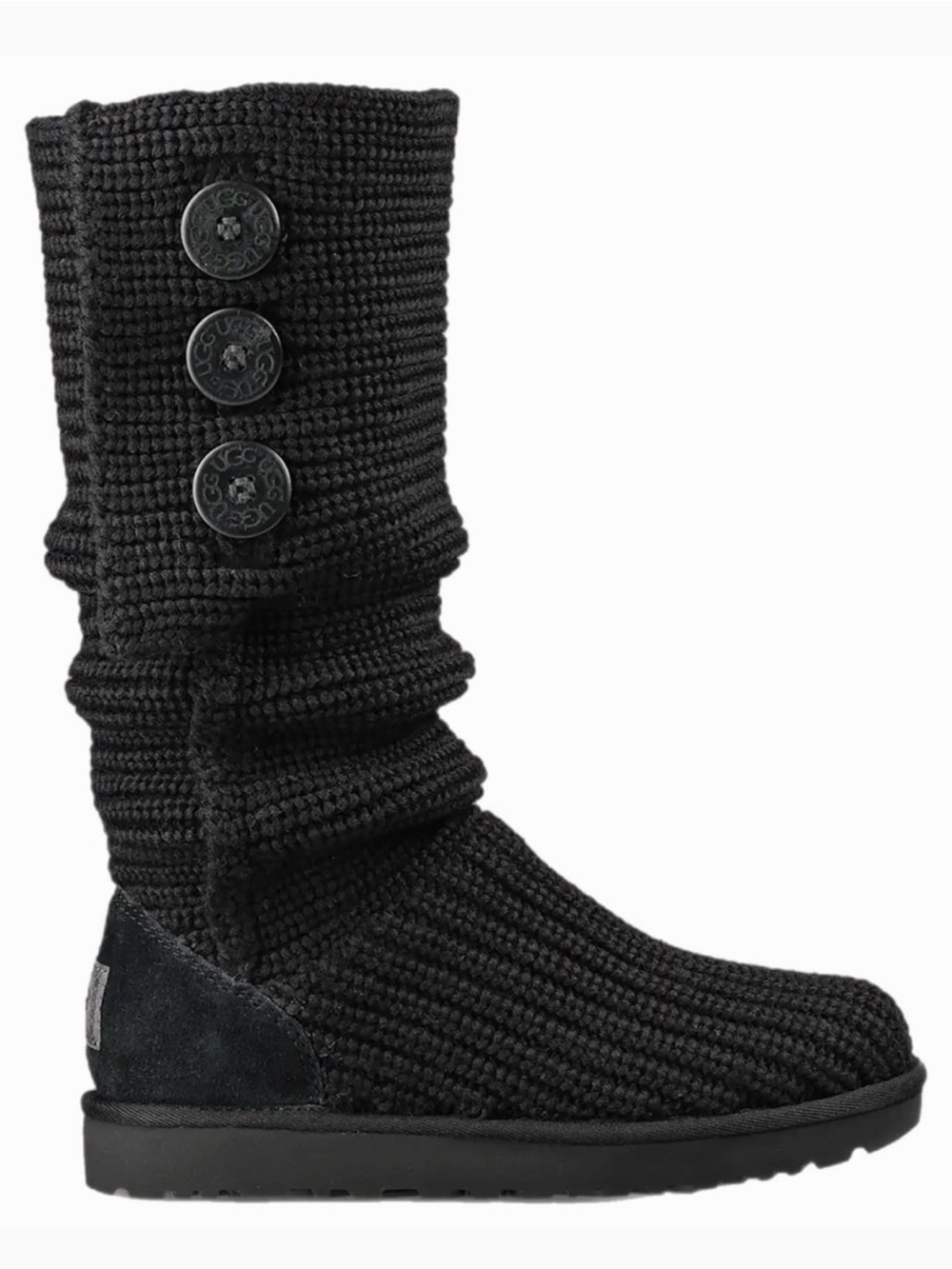 UGG Cardy II Comfort Youth Girls Size 12 Winter Boots Tall or Folded Black Knit